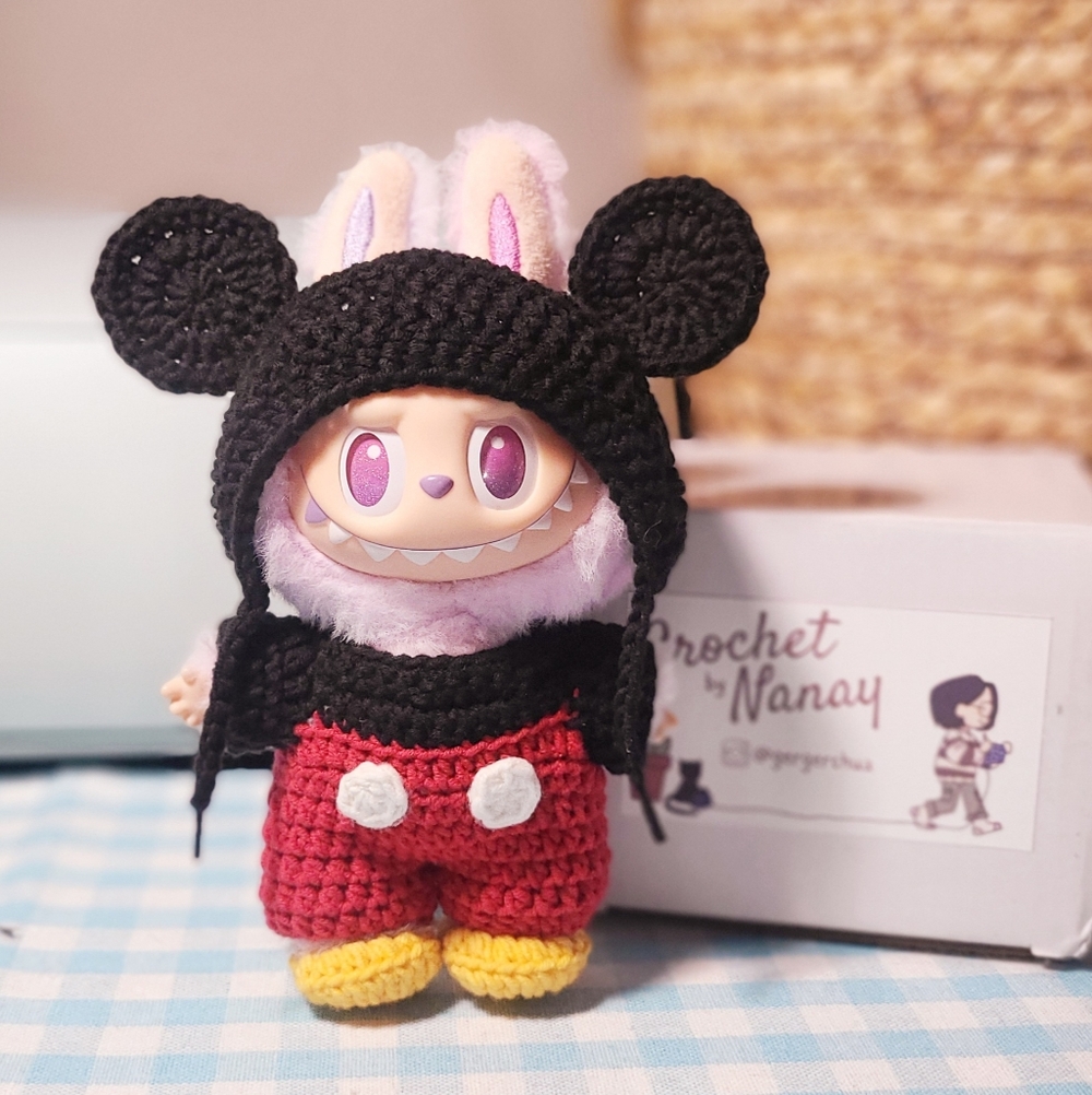 Mickey Mouse Crochet Outfit for Labubu (LABUBU NOT INCLUDED)